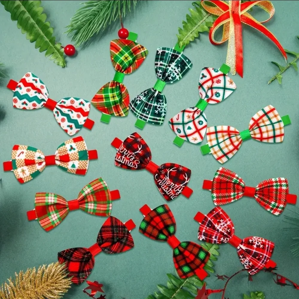 Festive Pet Bow Ties Detachable Dog Cat Small Pet Adjustable Christmas NWT
